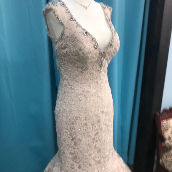 NEW BACKLESS Sexy Wedding Dress, BLING Rosegold trumpet Mermaid Fit&Flare $4999 - Picture 7 of 10